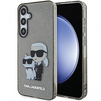 Originální pouzdro KARL LAGERFELD hardcase Glitter Karl&Choupette KLHCS24SHNKCTGK pro Samsung Galaxy S24 black