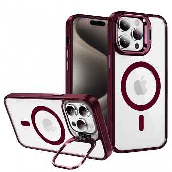 Tel Protect Kickstand Magsafe pouzdro pro Iphone 15 Pro Max vínové