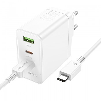 Rychlonabíječka Borofone BN12 vč. datového kabelu USB-C 65W bílá