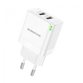 Cestovní adaptér Borofone BN15 Dual 2.1A bílý