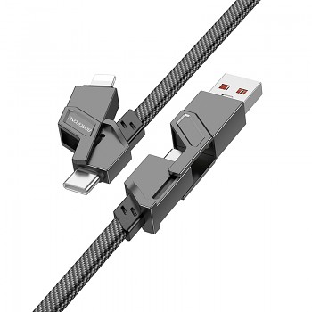 Borofone Cable BU43 Triumph 4 in 1 - USB + Type C na Lightning + Type C - PD 27W 3A 1,2 metres black