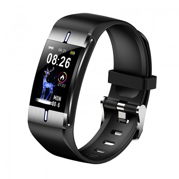 Chytrý náramek fitness fit Maxcom FW34 SILVER černý