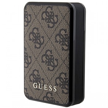 Originální powerbanka - GUESS GUPB10DP4GEGW 10000mAh 18W 4G Leather Metal Logo - hnědá