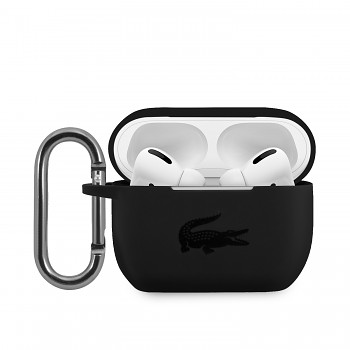 Pouzdro Lacoste Liquid Silicone Glossy Printing Logo pro Airpods Pro černé