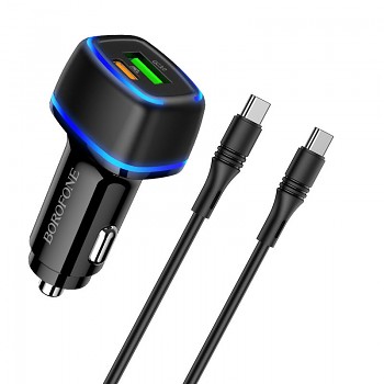 Rychlonabíječka do auta Borofone BZ14A 20W včetně datového kabelu USB-C Dual černá