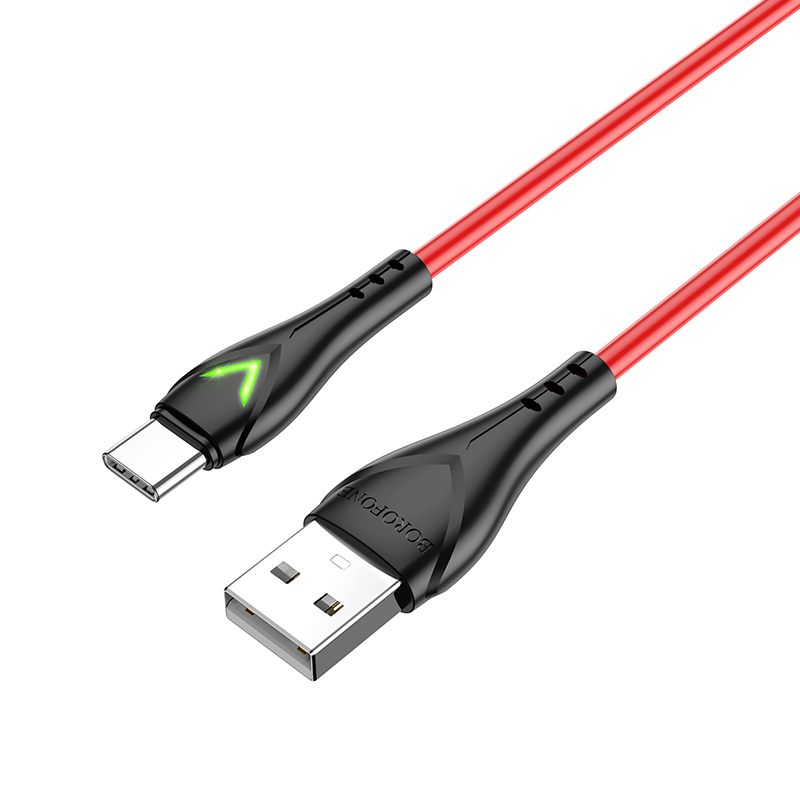 Levně Datový kabel Borofone BX65 Bright - USB na typ C - 2A 1 metr červený