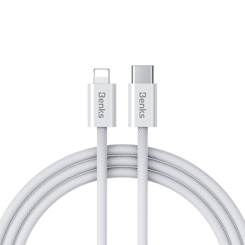 Levně Datový kabel Benks D46 - Type C to Lightning - PD 27W 3A 1 m bílý