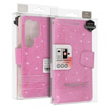 Knížkové pouzdro Liavec Glitter Magsafe pro Samsung Galaxy S22 růžové