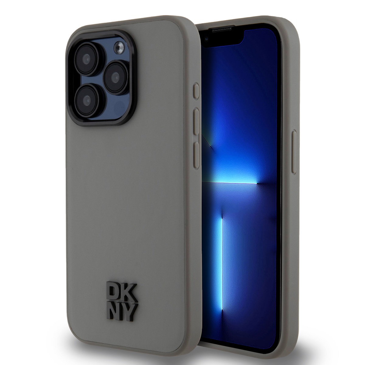 Levně Zadní Kryt DKNY PU Leather Stack Logo Magsafe pro iPhone 15 Pro šedý