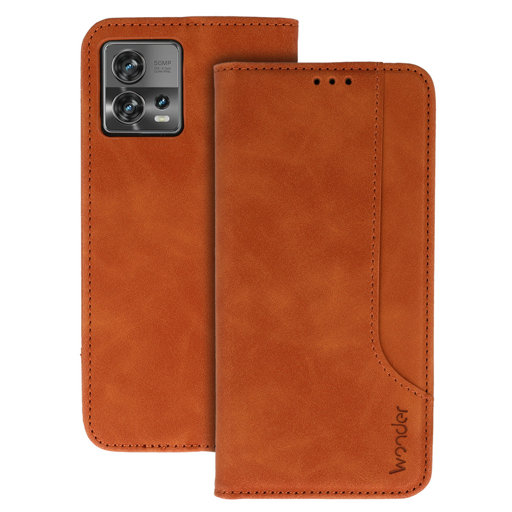 Levně Knížkové pouzdro Wonder Prime pro Motorola Edge 30 Fusion hnědé