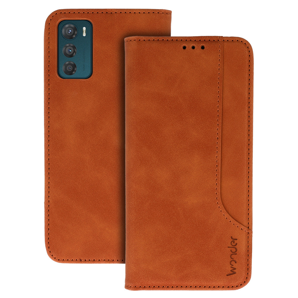 Levně Knížkové pouzdro Wonder Prime pro Motorola Moto G42 hnědé