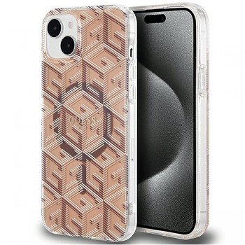 Original Case GUESS IML GCube Magsafe GUHMP15MHGCUSTGW pro iPhone 15 Plus/14 Plus brown