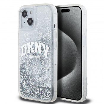 Zadní Kryt DKNY Liquid Glitter Arch Logo na iPhone 15 Transparent