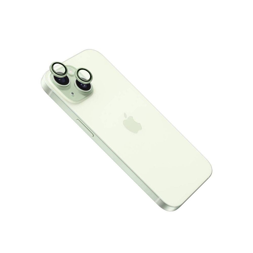 Levně Ochranná skla čoček fotoaparátů FIXED Camera Glass pro Apple iPhone 15/15 Plus, světle zelená