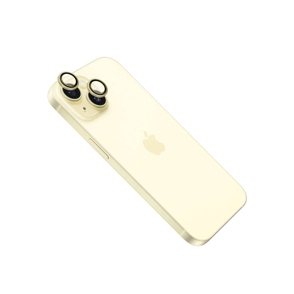 Levně Ochranná skla čoček fotoaparátů FIXED Camera Glass pro Apple iPhone 15/15 Plus, žlutá
