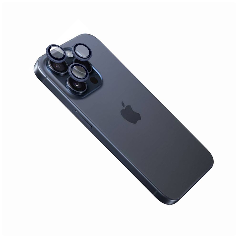 Levně Ochranná skla čoček fotoaparátů FIXED Camera Glass pro Apple iPhone 15 Pro/15 Pro Max, tmavě modrá