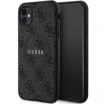 Originální pouzdro GUESS hardcase 4G Collection Leather Metal Logo MagSafe GUHMN61G4GFRK pro iPhone 11/XR černé