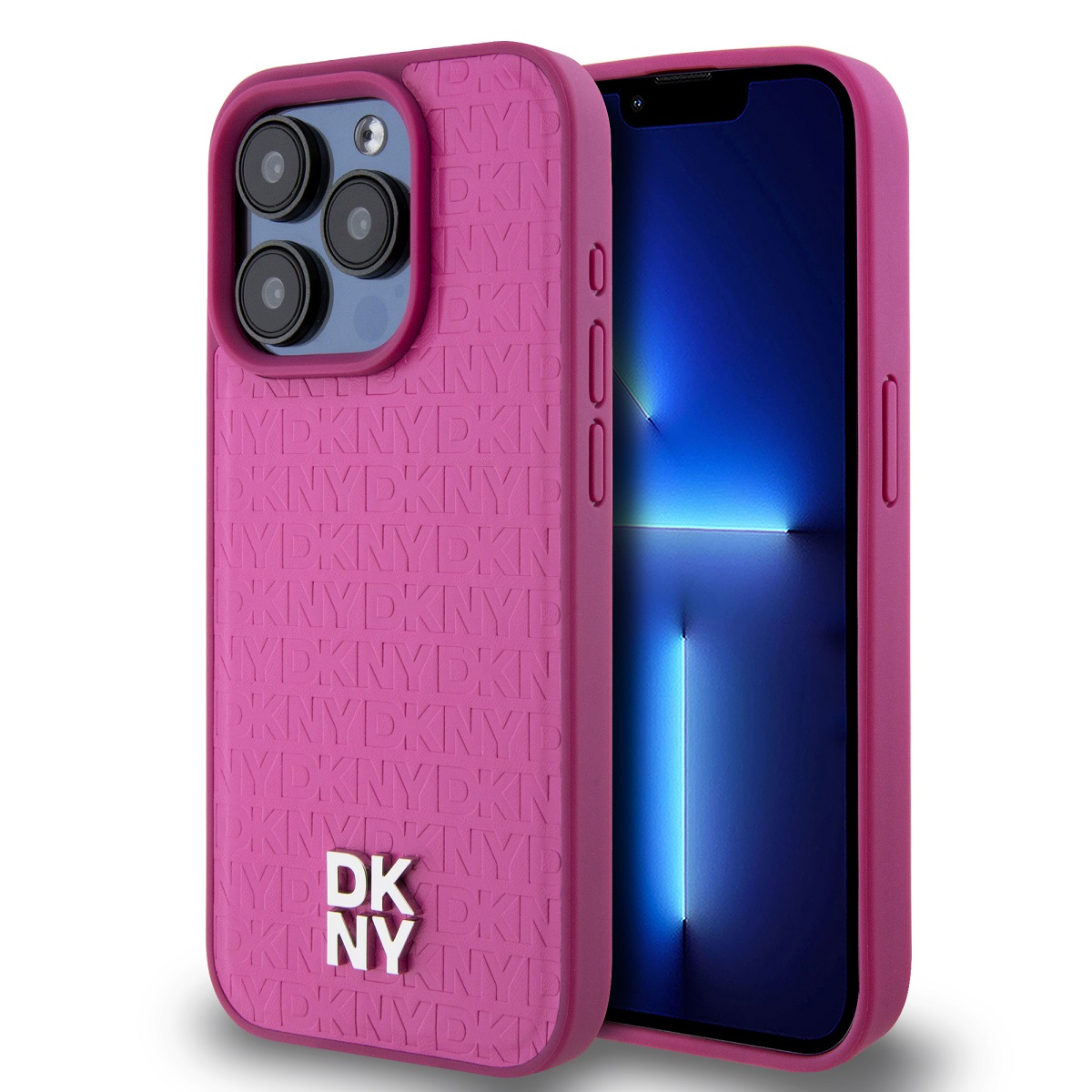 Levně Zadní Kryt DKNY PU Leather Repeat Pattern Stack Logo Magsafe na iPhone 15 Pro Max Pink