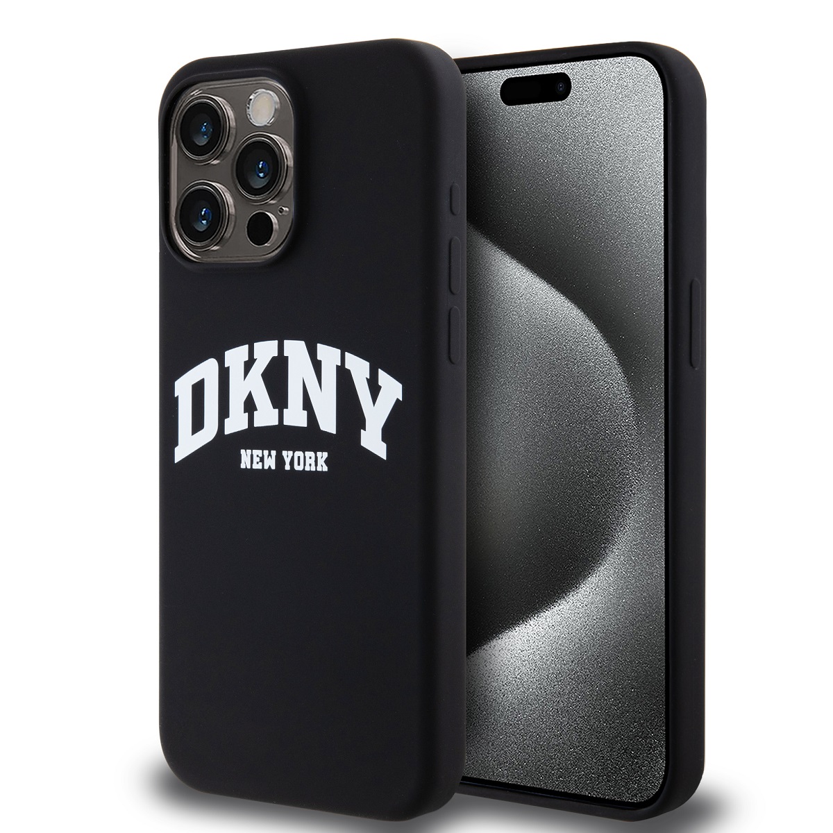 Levně Zadní Kryt DKNY Liquid Silicone Arch Logo MagSafe na iPhone 12/12 Pro Black