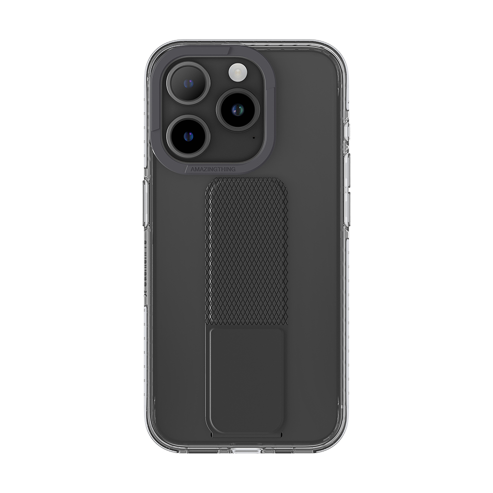 Levně Zadní kryt Amazing Thing Titan Pro Holder Case 10FT IP156.7PTHBK pro iPhone 15 Pro Max černý se stojánkem