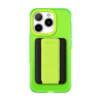 Zadní kryt Amazing Thing Titan Pro Neon Mag Wallet Case 10FT IP156.1PTWGN pro iPhone 15 Pro zelený se stojánkem