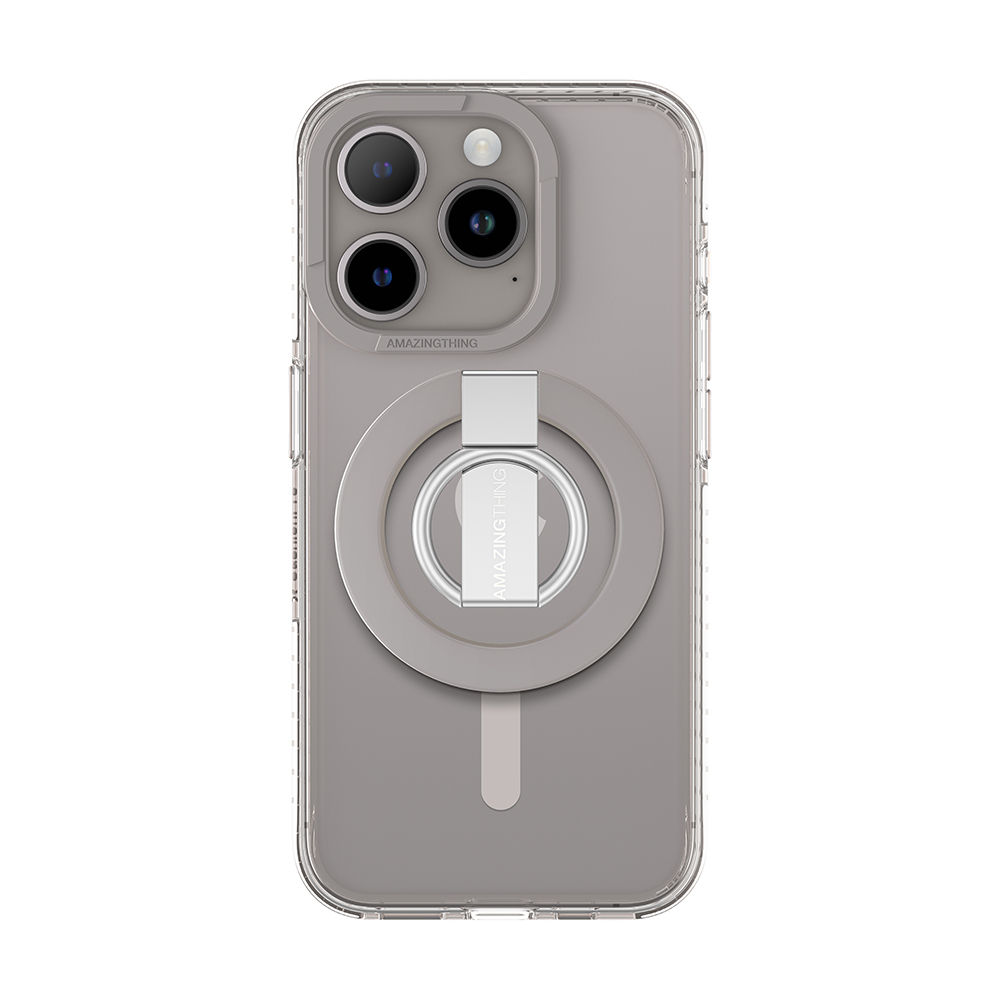 Levně Zadní kryt Amazing Thing Titan Pro Mag Ring Grip Case 10FT IP156.1PTRGY pro iPhone 15 Pro titanium