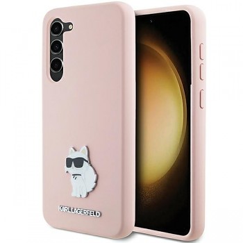 Originální pouzdro KARL LAGERFELD hardcase Silicone Choupette Metal Pin KLHCS24MSMHCNPP pro Samsung Galaxy S24 Plus pink