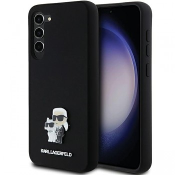 Originální pouzdro KARL LAGERFELD hardcase Silicone Karl&Choupette Metal Pin KLHCS24MSMHKCNPK pro Samsung Galaxy S24 Plus black