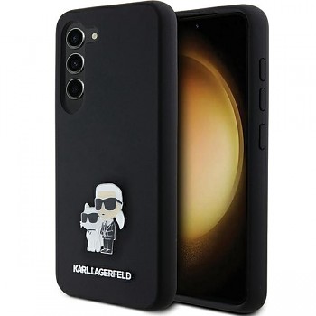 Originální pouzdro KARL LAGERFELD hardcase Silicone Karl&Choupette Metal Pin KLHCS24SSMHKCNPK pro Samsung Galaxy S24 black