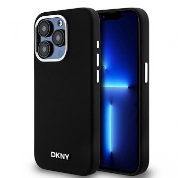 Originální pouzdro DKNY hardcase Liquid Silicone Small Metal Logo MagSafe DKHMP14LSMCHLK pro iPhone 14 Pro black