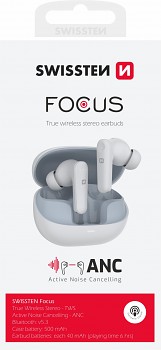 Bezdrátová sluchátka Bluetooth Swissten Focus ANC bílá