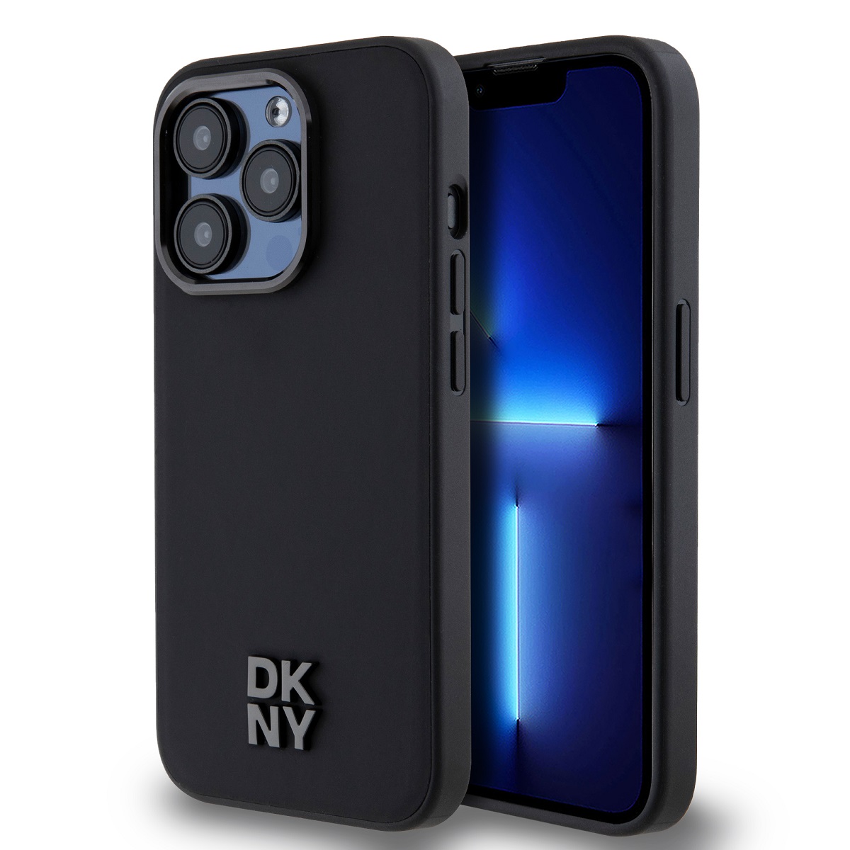 Levně Zadní Kryt DKNY PU Leather Stack Logo Magsafe pro iPhone 15 Pro Max černý