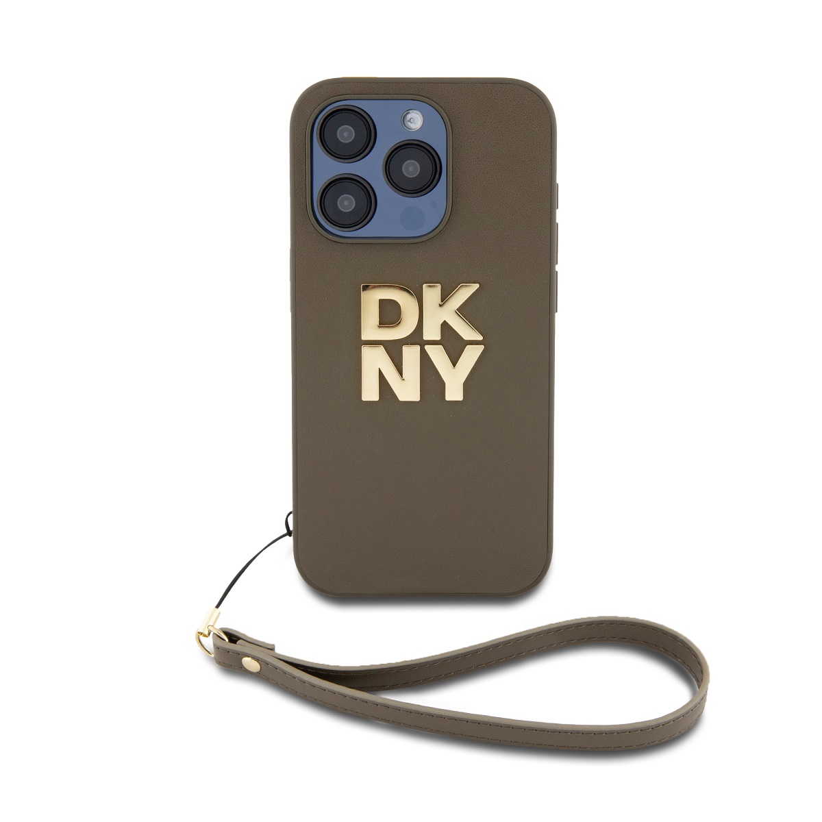 Levně Zadní Kryt DKNY PU Leather Stack Logo Wrist Strap pro iPhone 14 Pro Max Green