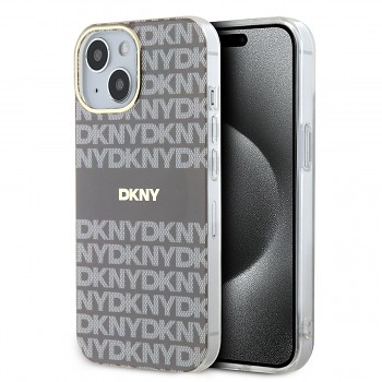 Zadní Kryt DKNY PC/TPU Repeat Pattern Tonal Stripe Magsafe pro iPhone 15 Beige