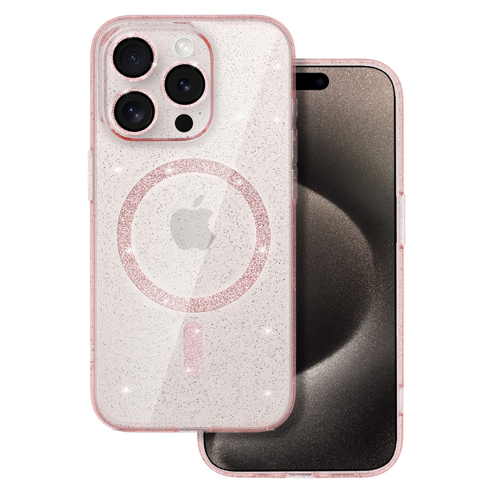Levně Glitter Magsafe Case pro iPhone 12 Pro růžové čiré