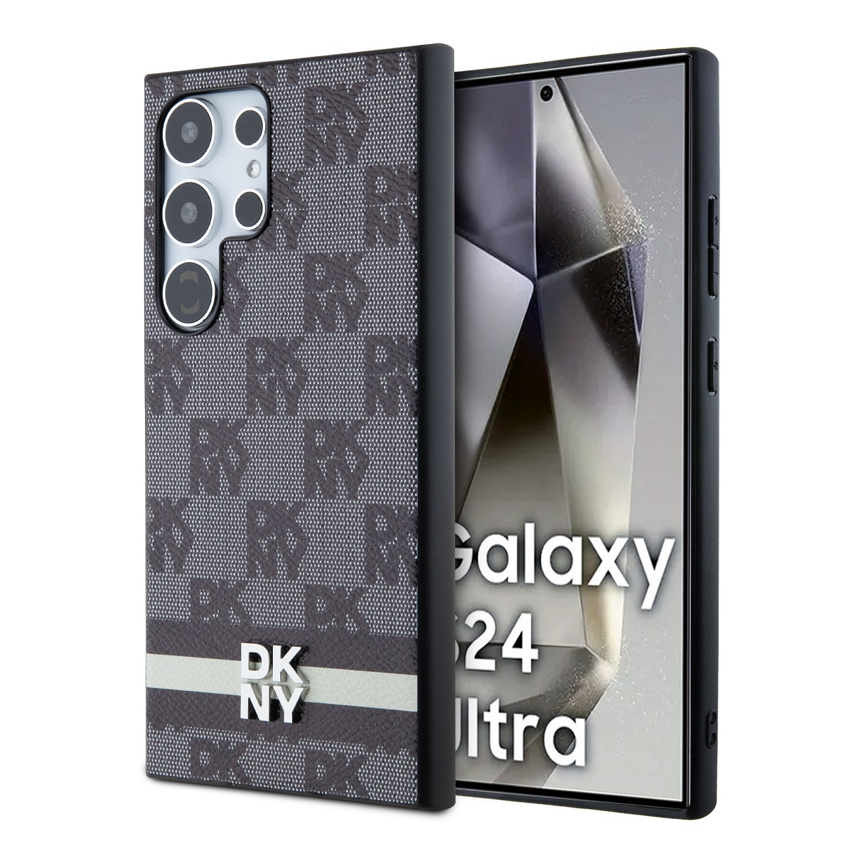 Levně Zadní Kryt DKNY PU Leather Checkered Pattern and Stripe pro Samsung Galaxy S24 Ultra černý