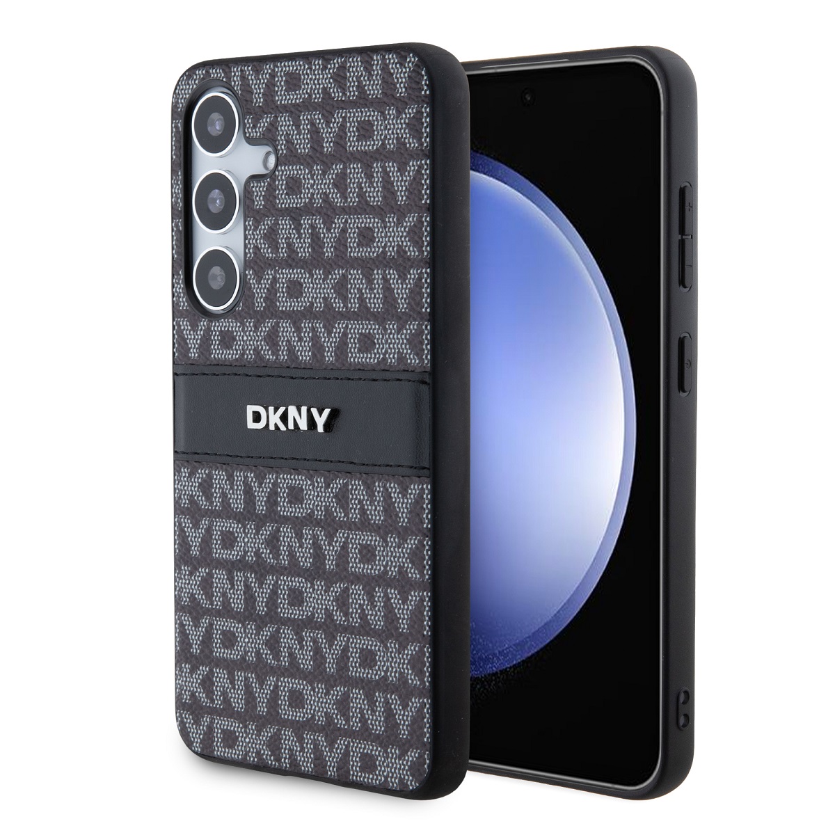 Levně Zadní Kryt DKNY PC/TPU Repeat Pattern Tonal Stripe pro Samsung S24 černý