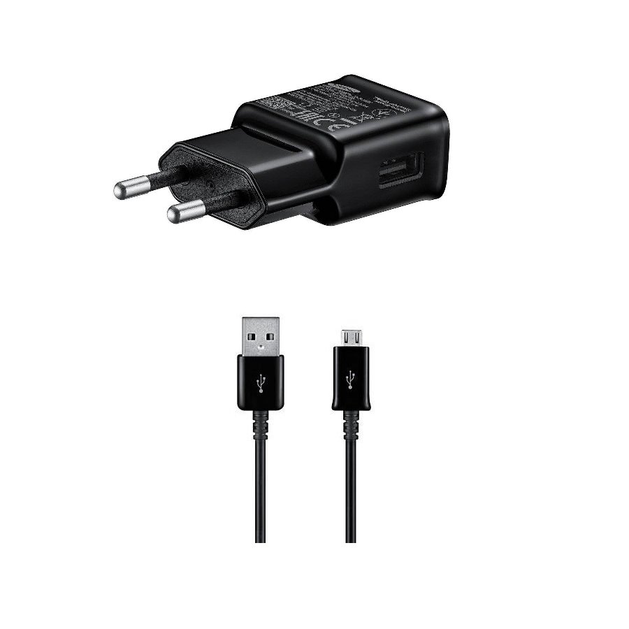 Levně Originální rychlonabíječka Samsung EP-TA200EBE včetně microUSB datového kabelu ECB-DU4EBE 15W černá (OOB Bulk)