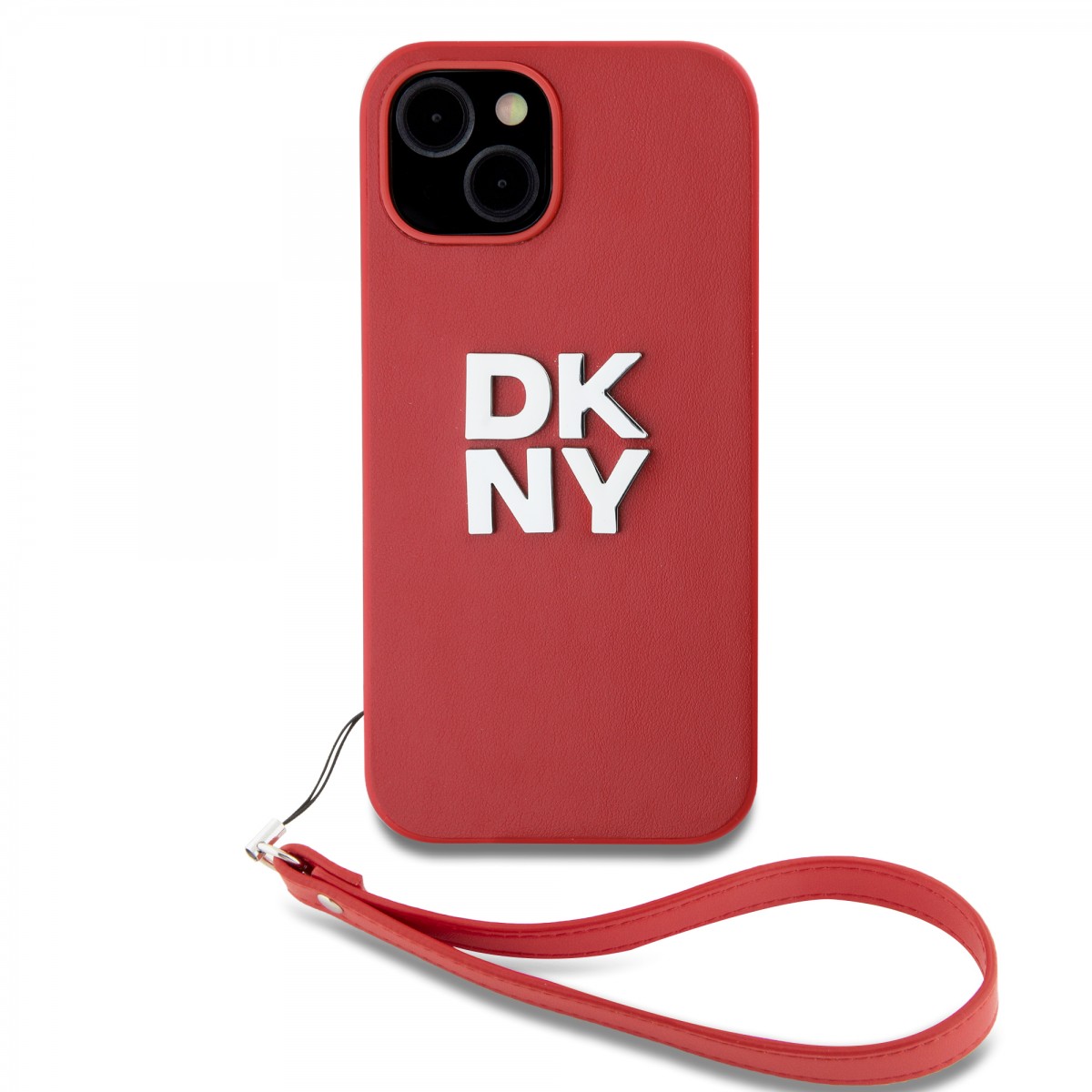 Levně Zadní Kryt DKNY PU Leather Stack Logo Wrist Strap pro iPhone 14 Pink