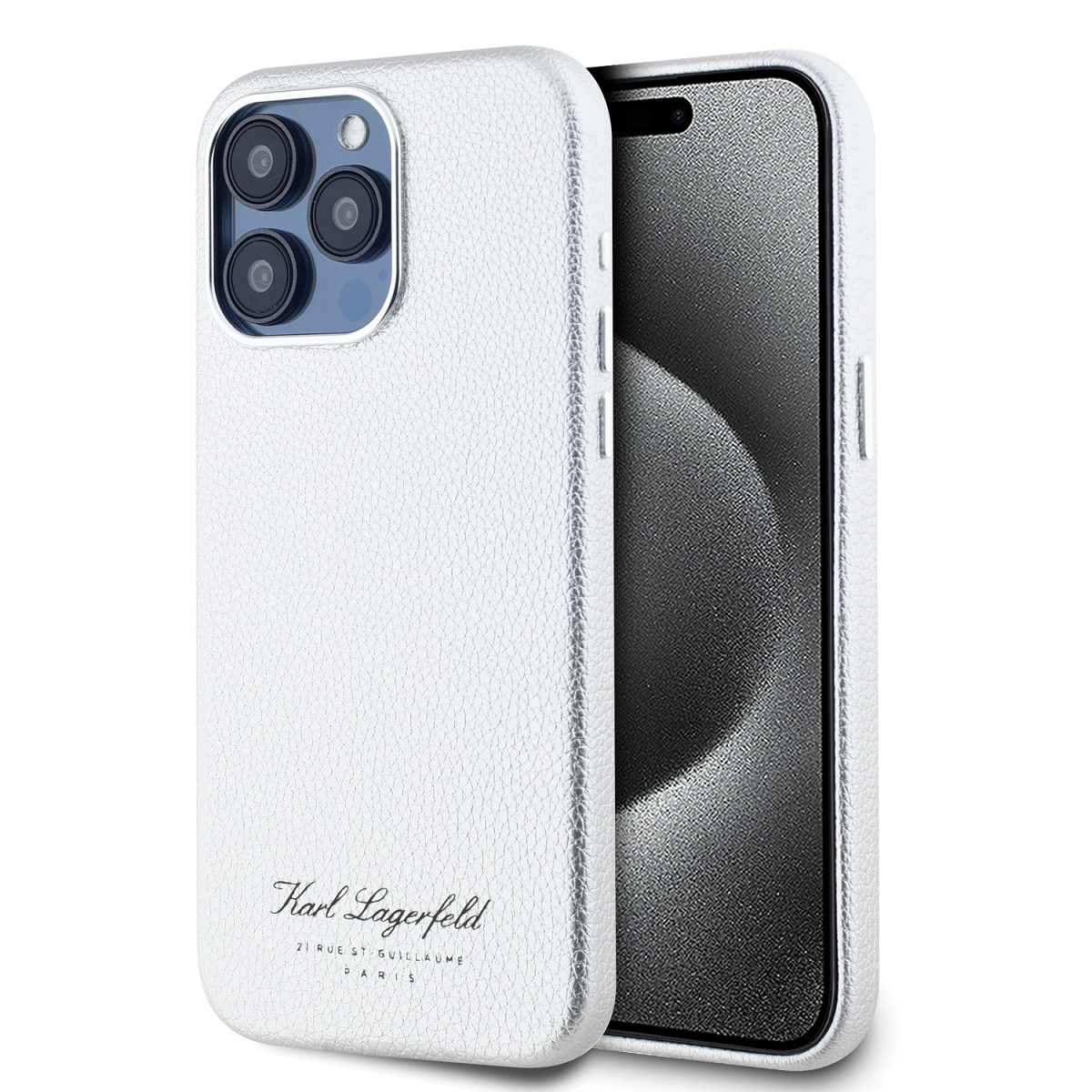 Levně Zadní kryt Karl Lagerfeld Grained PU Hotel RSG pro iPhone 15 Pro Max Grey