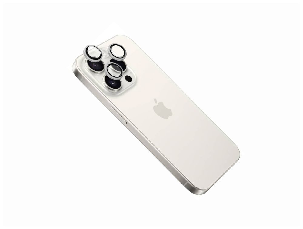 Levně Ochranná skla čoček fotoaparátů FIXED Camera Glass pro Apple iPhone 16 Pro/16 Pro Max, bílý titan