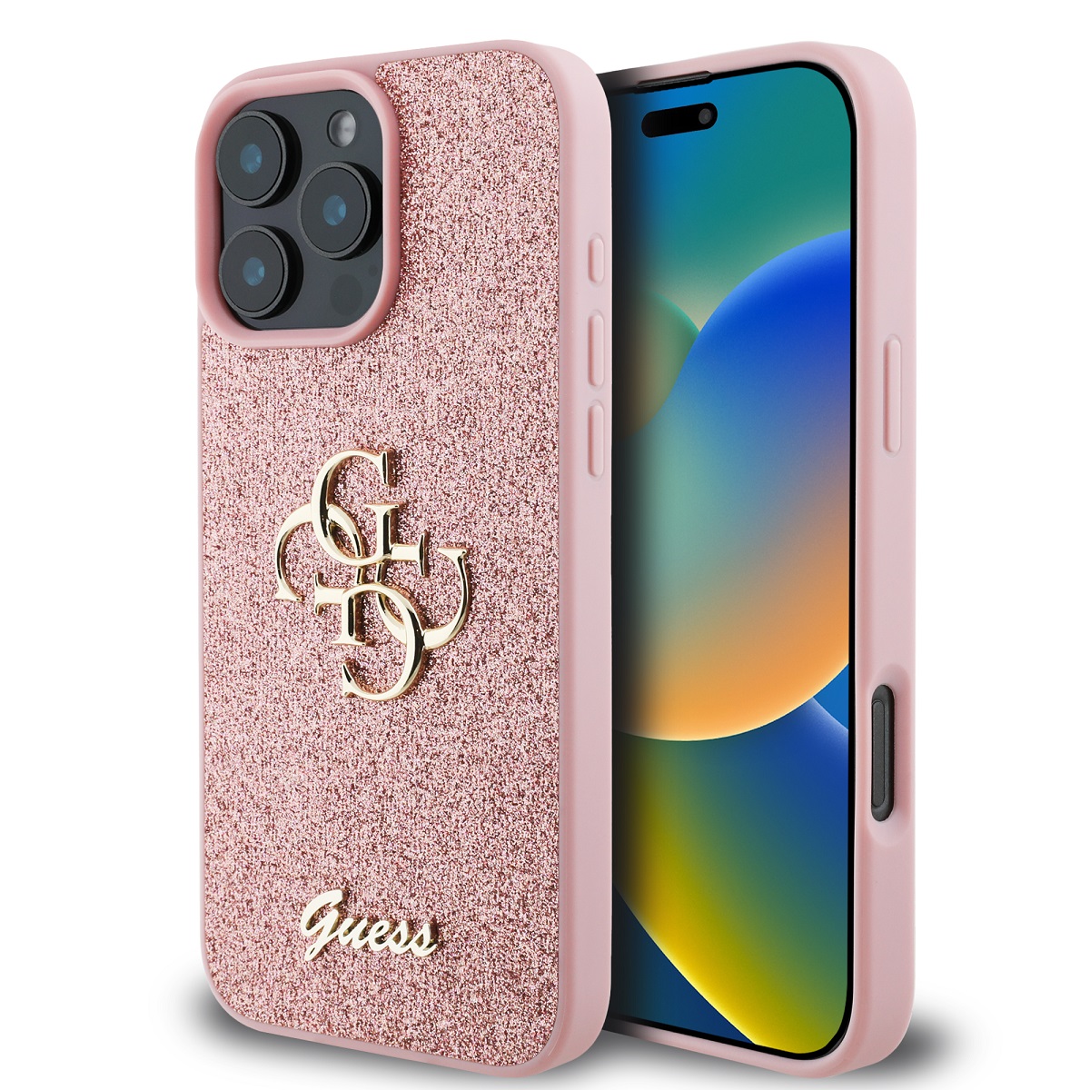 Levně Zadní kryt Guess PU Fixed Glitter 4G Metal Logo pro iPhone 16 Pro Max Pink