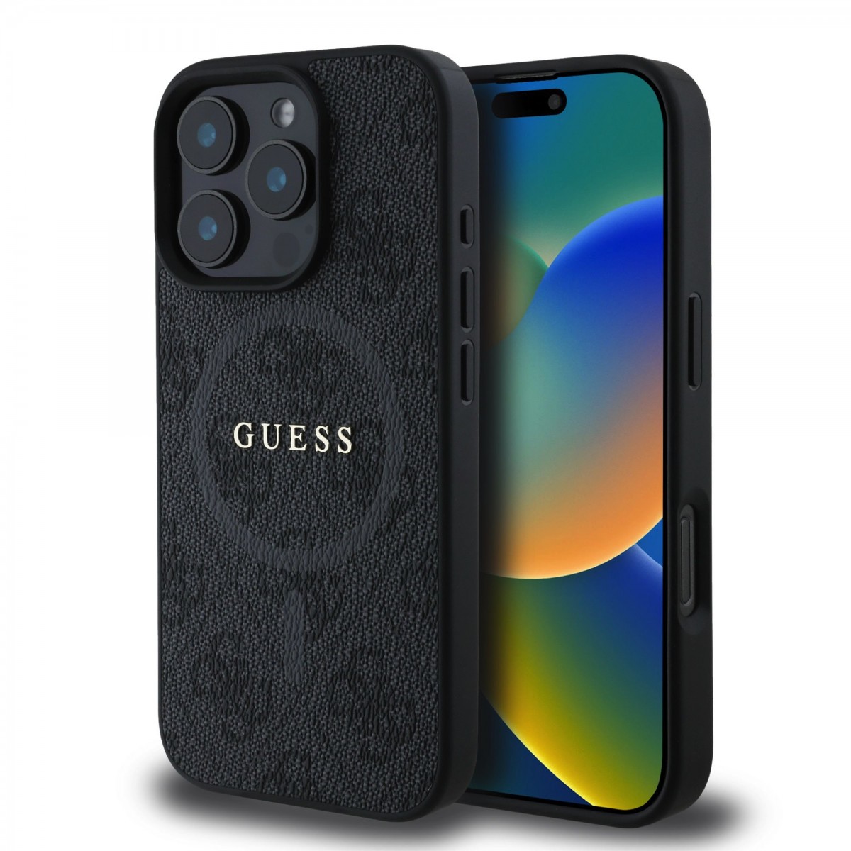 Levně Zadní kryt Guess PU Leather 4G Colored Ring MagSafe pro iPhone 16 Pro Max Black