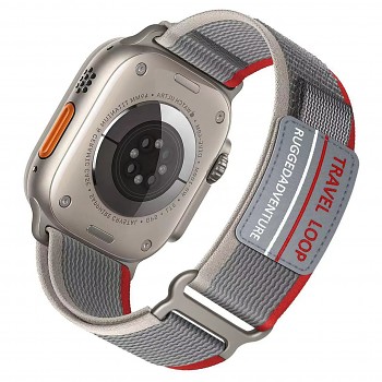 Nylonový řemínek pro Apple Watch 42-44-45-49 mm design 3 červeno-šedý
