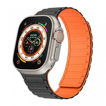 Magnetický silikonový řemínek pro Apple Watch 38-40-41 design 2 černo-oranžový
