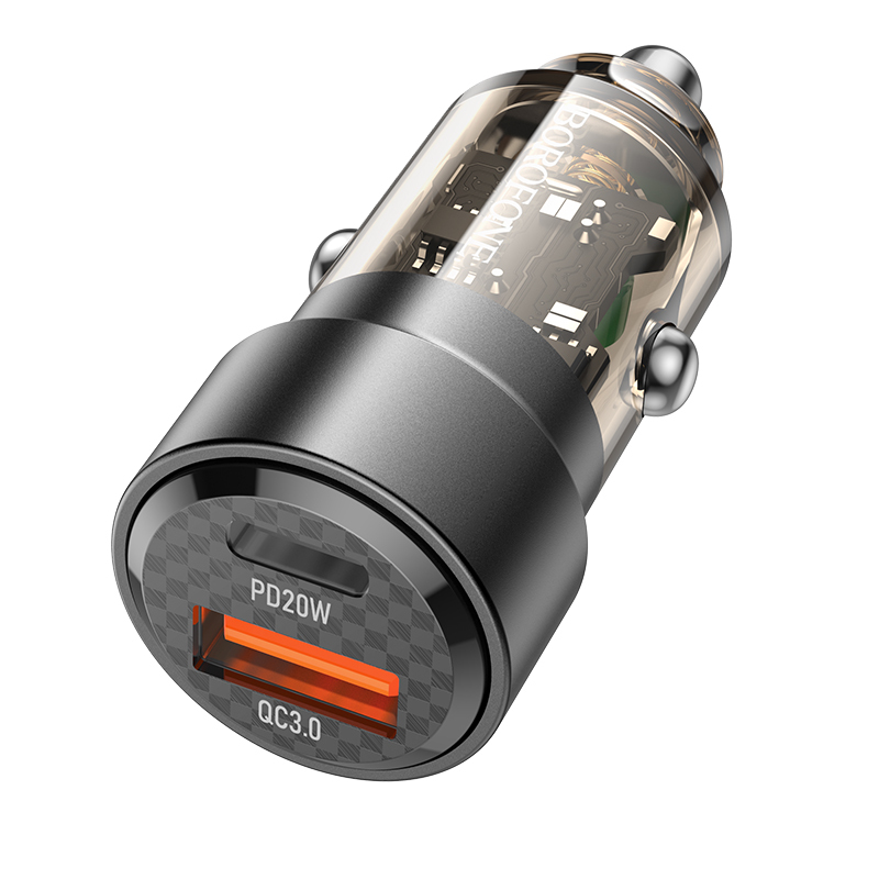 Levně Adaptér do auta Borofone BZ20 Smart s funkcí rychlonabíjení Dual 38W černý