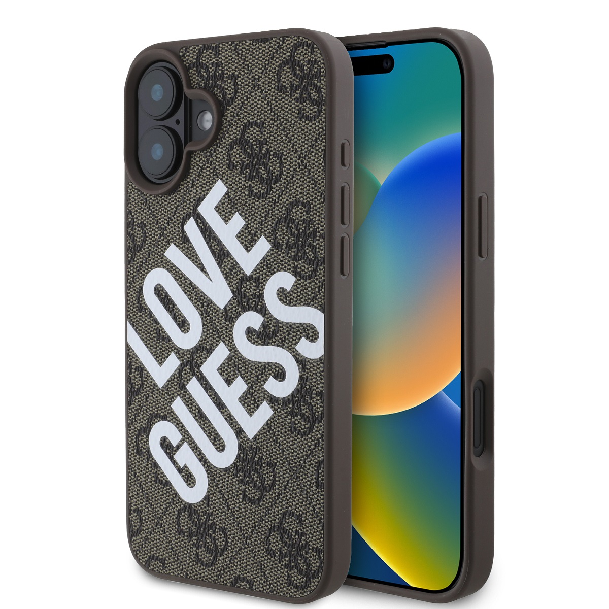 Levně Zadní kryt Guess PU Leather 4G Big Love Logo MagSafe pro iPhone 16 Brown