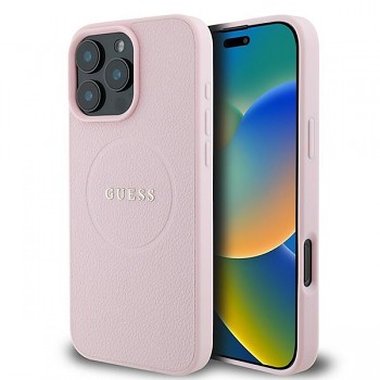 Originální zadní kryt GUESS hardcase MagSafe PU Grained Gold Ring GUHMP15XPGHSMMP pro iPhone 15 Pro Max pink