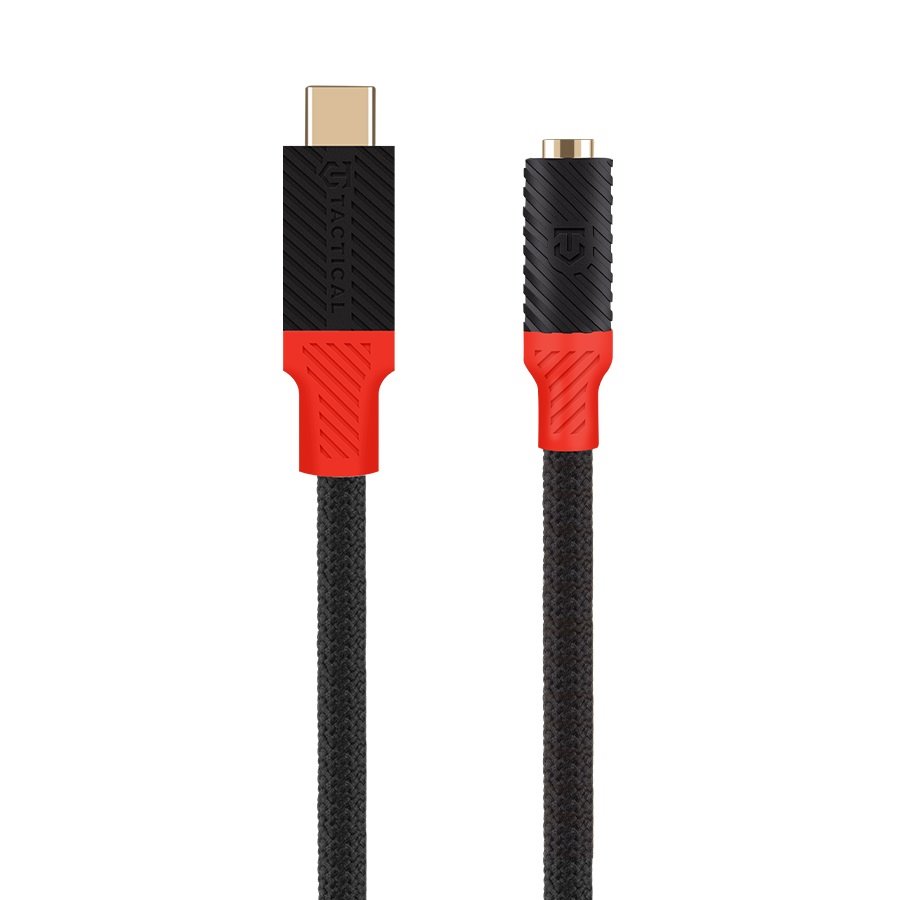 Levně Adaptér Tactical Pin4Fun USB-C-3,5mm jack 0,1m Black-Red