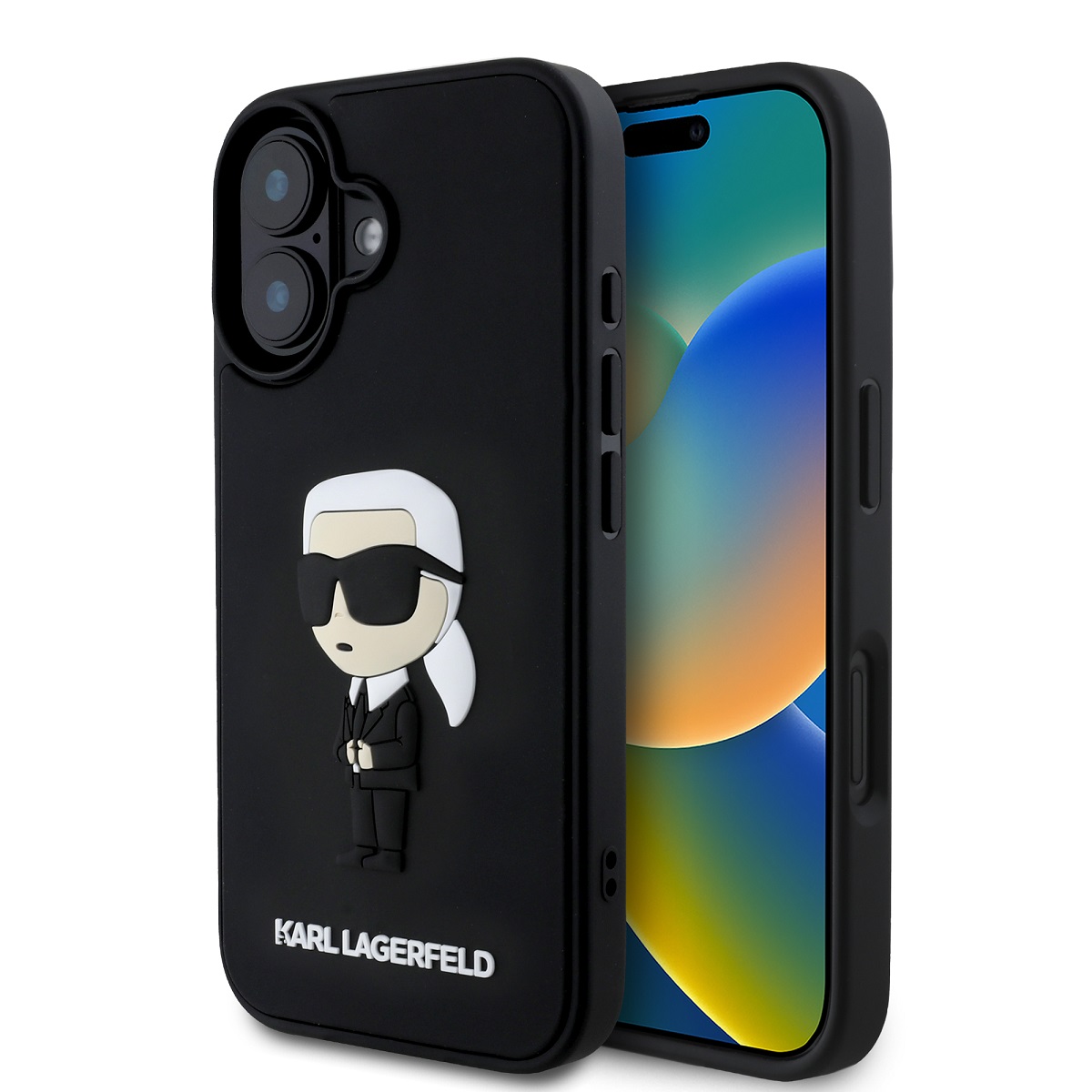 Levně Zadní kryt Karl Lagerfeld 3D Rubber Ikonik pro iPhone 16 Black